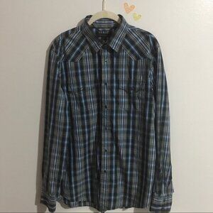 Express Blue Plaid Button Down | Size Medium